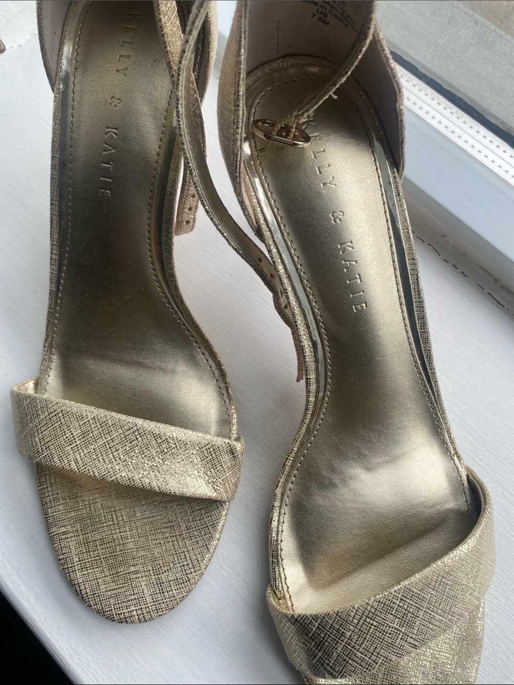 Kelly & Katie Metallic Gold Open-Toe Heel Sandals